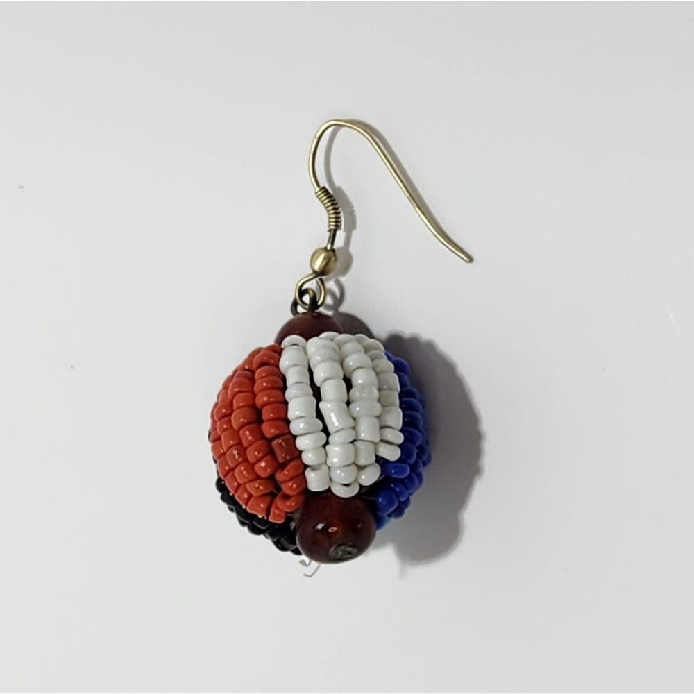 Striped Seed Bead Ball Multicolor Necklace and Earring Set - Picture 10 of 13